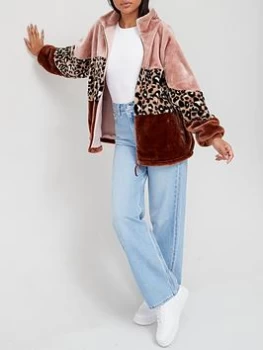 UGG Elaina Faux Fur Jacket - Leopard, Leopard, Size L, Women