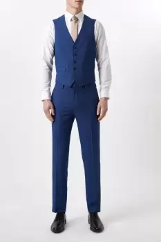 Mens Plus And Tall Slim Fit Blue Birdseye Waitcoat