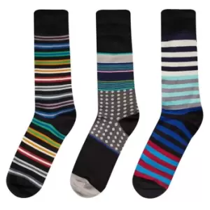 Paul Smith Mens 3 Pack Multi Stripe Socks - Black