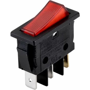 522779 Rocker Switch SPST On-Off 250V AC 16A Red/ Black - R-tech