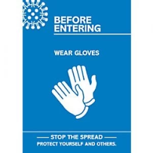 Seco Health & Safety Poster Before entering, wear gloves Semi-Rigid Plastic 42 x 59.5 cm