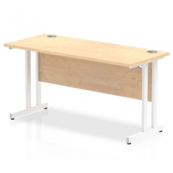 Trexus Rectangular Slim Desk White Cantilever Leg 1400x600mm Maple Ref