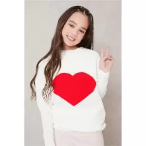 I Saw It First White Girls Love Heart Knitted Jumper - White