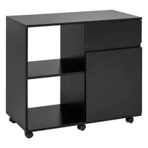 HOMCOM Filing Cabinet/Printer Stand with Open Storage Shelves, for Home or Office Use, Including an Easy Drawer, Black