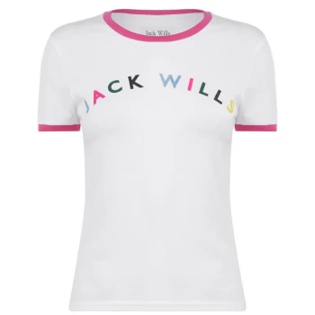 Jack Wills Blackmore Flocked Ringer T-Shirt - White