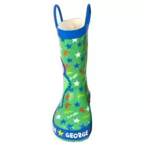 Peppa Pig Boys George Pig Dinosaur Wellington Boots (6 UK Child) (Blue/Green)