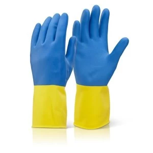 Click2000 Two Colour Heavyweight Glove YellowBlue L Ref BCYBL Pack 10