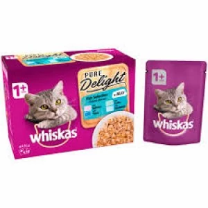 Whiskas 1+ Pure Delight Fishy & Meaty Selection Cat Food 12 x 85g