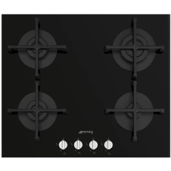SMEG PV264N Cucina 60cm Four Burner Gas-on-glass Hob - Black
