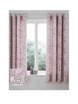 Catherine Lansfield Enchanted Butterfly 66x72 Inch Reversible Eyelet Curtains Pink