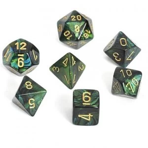 Chessex Dice Poly 7 Set: Scarab Jade/gold