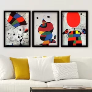 3SC191 Multicolor Decorative Framed Painting (3 Pieces)