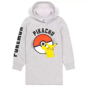 Pokemon Girls Pikachu Hoodie Dress (11-12 Years) (Grey)