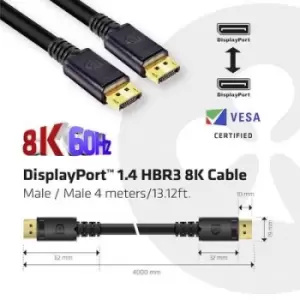 club3D DisplayPort Cable DisplayPort plug, DisplayPort plug 4m Black CAC-1069B Ultra HD (8K) DisplayPort cable