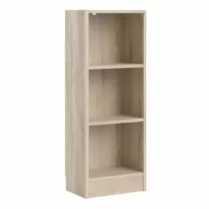Basic Low Narrow Bookcase with 2 Shelves, Oak