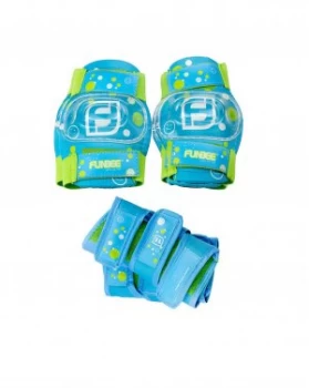 Funbee Boys Kid's Activities X-Small/Small Wrist Guards, Elbow Pads and Knee Pads Protection Set - Blue/Green