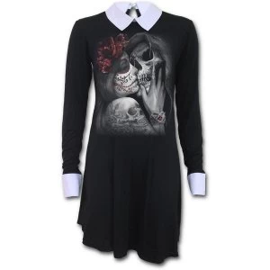 Dead Kiss Womens XX-Large Peterpan Collar Baby Doll Ls Dress - Black