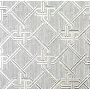 Arthouse Gianni Geometric Twist Knot Pattern Foil Wallpaper - Silver 903105