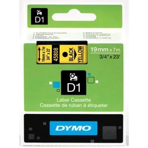 Dymo 45808 Black on Yellow Label Tape 19mm x 7mm