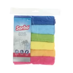 Sorbo 6 Microfibre Cloths Blue/Yellow/Green