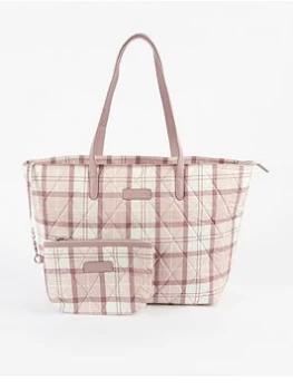 Barbour Barbour Wetherham Quilted Tartan Tote - Pink, Women