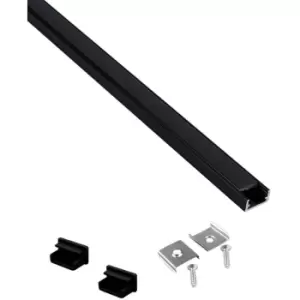 Aluminium Profile Black 2m for LED Light Strip with Black Cover - Pack of 5
