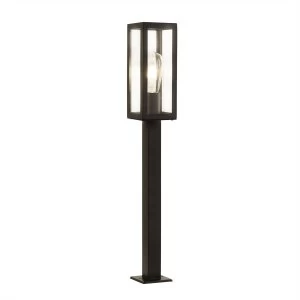 1 Light Outdoor Tall Bollard Light Black with Clear Glass IP44, E27