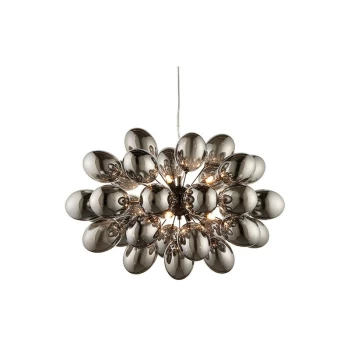 Endon Collection Lighting - Endon Lighting Infinity - Pendant Black Chrome Effect Plate & Smokey Mirror Effect Tinted Glass 8 Light Dimmable IP20 - G9