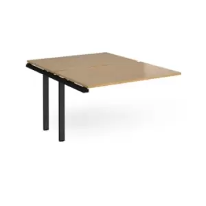 Bench Desk Add On 2 Person Rectangular Desks 1200mm Oak Tops With Black Frames 1600mm Depth Adapt