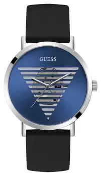 Guess GW0503G2 Mens Blue Cut-Through Logo Dial Black Watch
