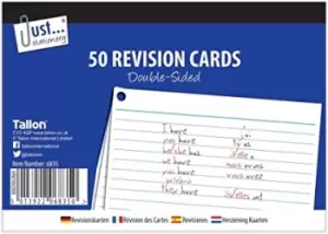 50 Revision Cards 10.5 x 15cm Double Sided White Ruled Paper 6835