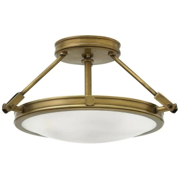 Collier - 3 Light Small Semi Flush Ceiling Light Brass, E14 - Elstead