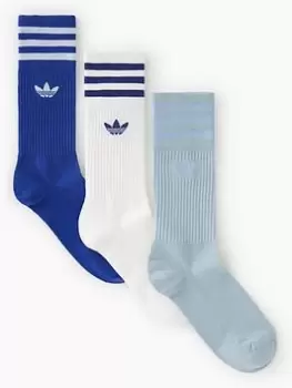 adidas Originals 3 Pairs of Crew Socks - Multi, White, Size 8.5-11, Men