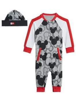 adidas Infant Disney Mickey Mouse Babygrow - Grey/Black, Size 9-12 Months, Women