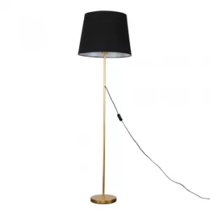 Charlie Gold Floor Lamp with XL Black Aspen Shade