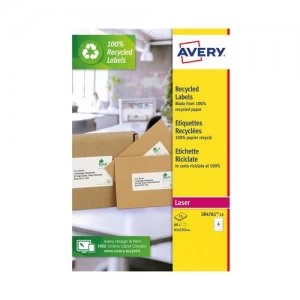 Avery Recycled Lever Arch Labels 4 Per Sheet White Pack of 60