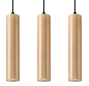 Lino Triple Hanging Pendant Light Natural Wood GU10