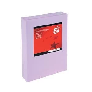 5 Star A4 Coloured Copier Paper Multifunctional Ream wrapped 80gsm Violet Pack of 500 Sheets