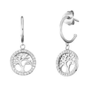 Angel Whisperer Tree of Life Cubic Zirconia Hoop Earrings