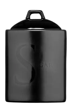 Black Text Sugar Storage Jar