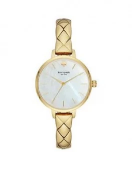 Kate Spade New York Ksw1471 Metro Mother-Of-Pearl And Gold Detail Dial Gold Stainless Steel Quilted Effect Half Bangle Ladies Watch