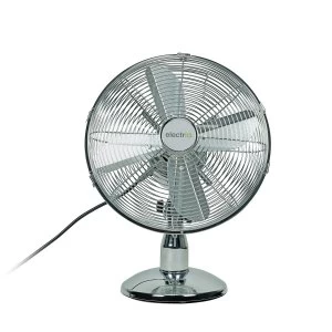 electriQ 12" Chrome Desk Fan With Oscillating Function