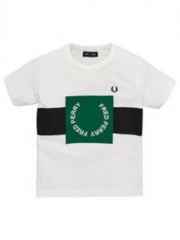 Fred Perry Boys Colour Block Graphic T-Shirt - White, Size 3-4 Years