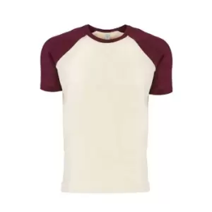 Next Level Adults Unisex Contrast Cotton Raglan T-Shirt (XS) (Maroon/Natural)