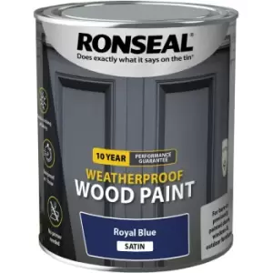 Ronseal - 10 Year Weatherproof Wood Paint - Royal Blue - Satin - 750ml - Royal Blue