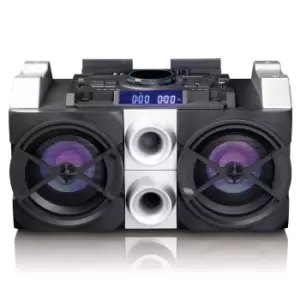 Lenco PMX-150 High Power DJ Mixer System with Bluetooth, USB, FM Radio & Party Lights - Black