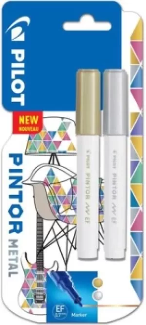 Pilot Pintor Extra Fine Bullet Tip Paint Marker 2.3mm Gold and Silver