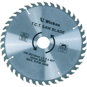 Wickes 40 Teeth Medium Cut Circular Saw Blade 210 x 30mm