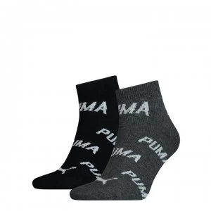 Puma 2Pk AOP quarter Sock 13 - Black/Grey