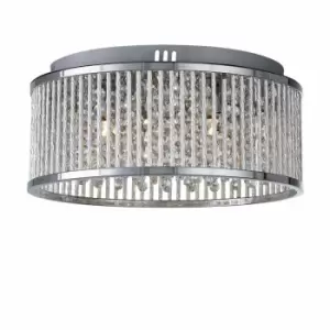 Nielsen Bianco Modern Elegant Chrome & Crystal Flush Chandelier Ceiling 4 Light